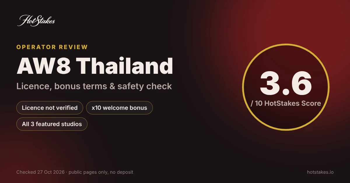 AW8 Thailand operator review: HotStakes Score 3.6 out of 10