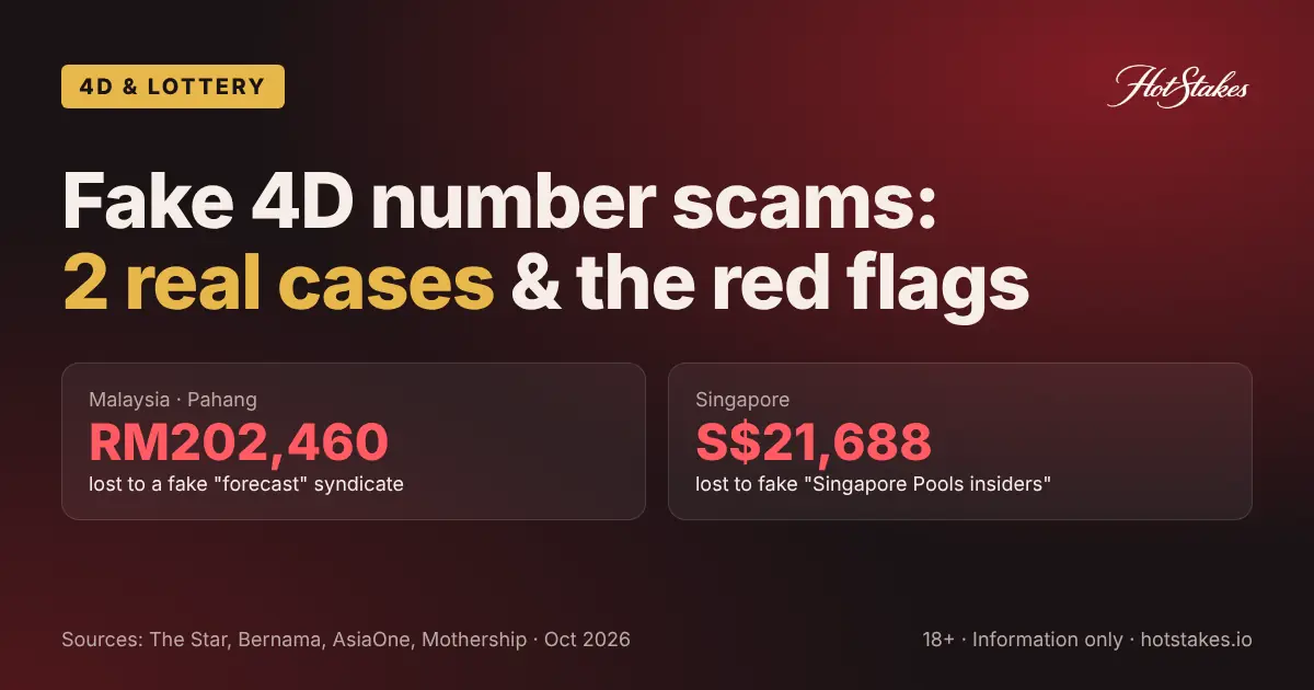 Fake 4D number scams: two October 2026 cases, RM202,460 and S$21,688 lost